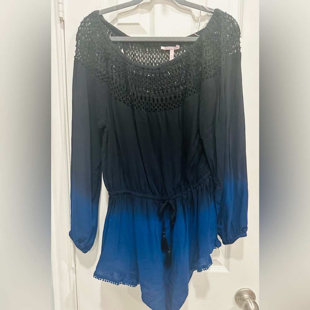 Victoria’s Secret: Black & Blue, Ombré Beach Cover Up, Medium